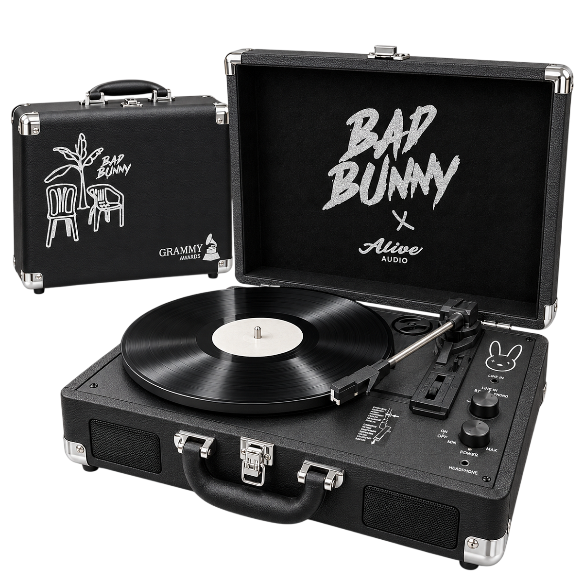 Виниловый проигрыватель Glam Bad Bunny (Черный) — фото 3