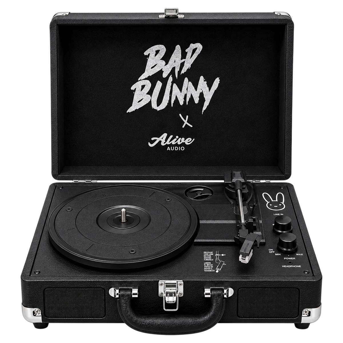 Виниловый проигрыватель Glam Bad Bunny (Черный) — фото 1